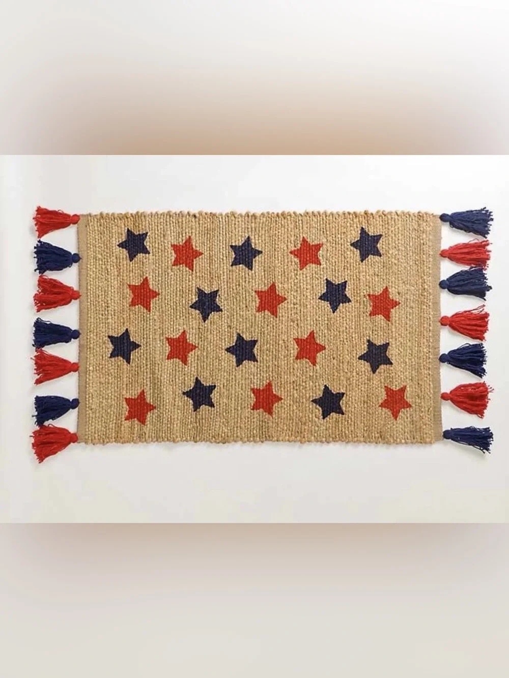 Patriotic Stars Jute Scatter Rug